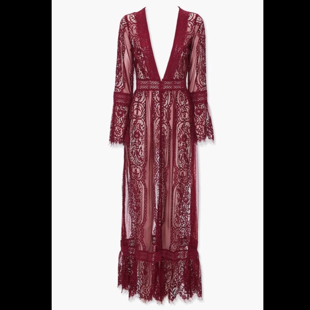 Sheer Lace Duster Jacket Sz M